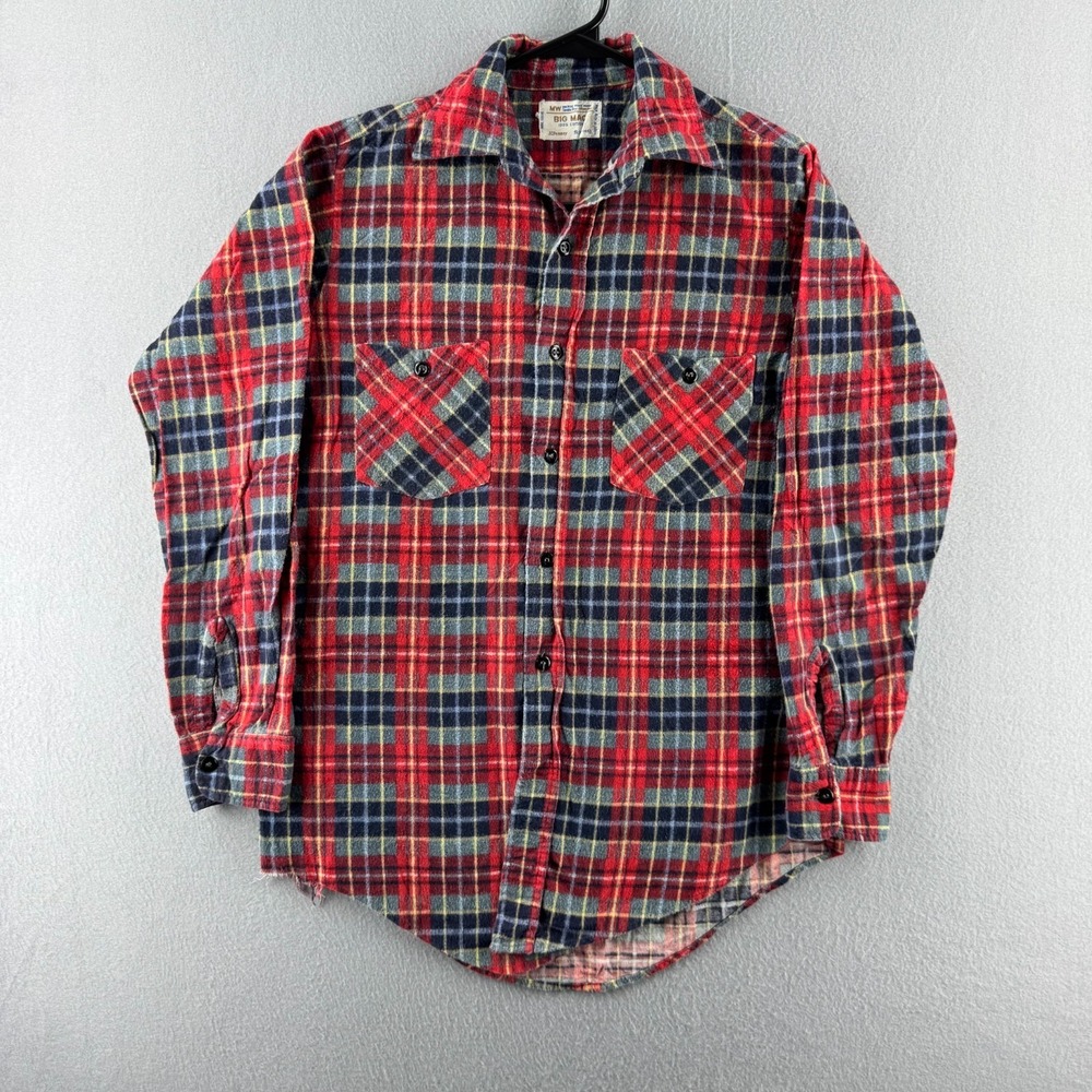 Vintage Big Mac Shirt Mens Small Lightweight Flannel 70s Cotton Button Up